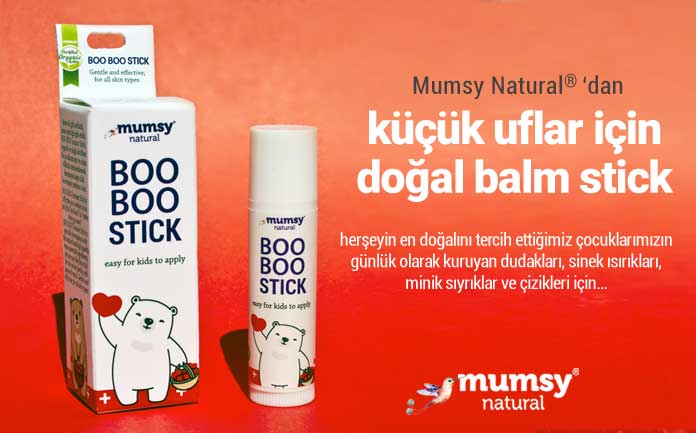 mumsy natural doğal balm stick BOO BOO stick herşeyin en doğalını tercih ettiğimiz çocuklarımızın günlük olarak kuruyan dudakları, sinek ısırıkları, minik sıyrıklar ve çizikleri için...