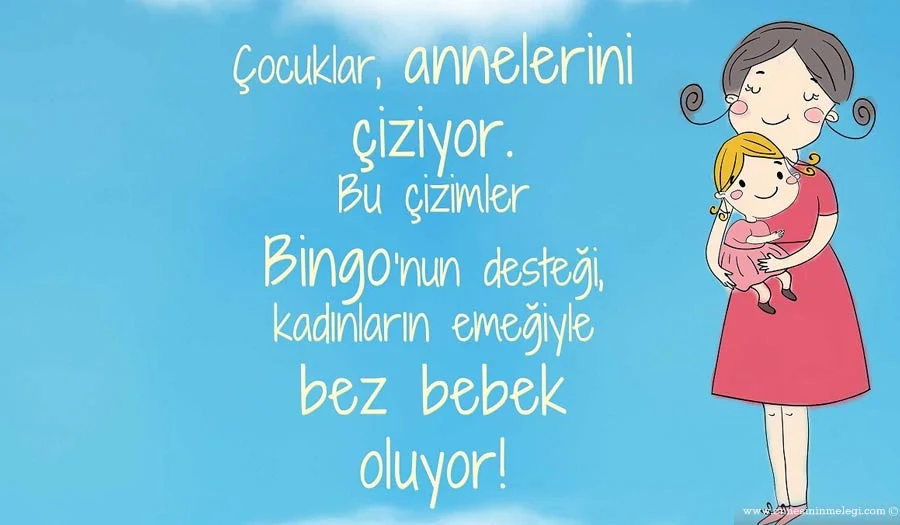 Çocuklar, annelerinin resmini çiziyor. Annelerin resimleri birer bez bebeğe dönüşüyor.Bebeğim Benim,Bingo,yarışma,çocuk yarışması,bez bebek,