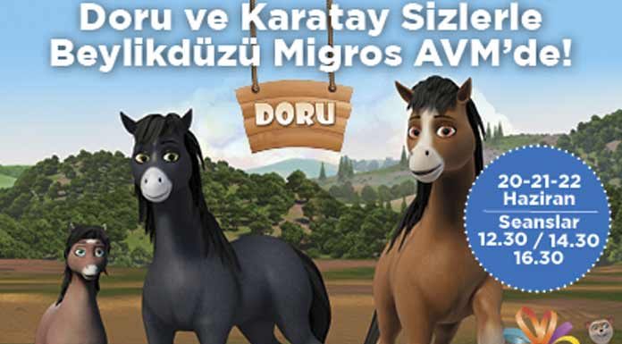 Doru ve Karatay, Beylikdüzü Migros AVM sahnesinde çocukları bekliyor Beylikdüzü Migros AVM Sahnesinde Sevilen Karakter Doru ve Karatay çocukları bekliyor