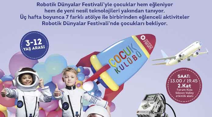 Robotik Dünyalar Festivali’yle çocuklar hem eğleniyor hem de yeni nesil teknolojileri yakından tanıyor. Üç hafta boyunca 7 farklı atölye ile birbirinden eğlenceli aktiviteler Robotik Dünyalar Festivali’nde çocukları bekliyor.